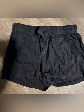 KUT from the Kloth Katana Drawstring Linen Blend Shorts Black Size S